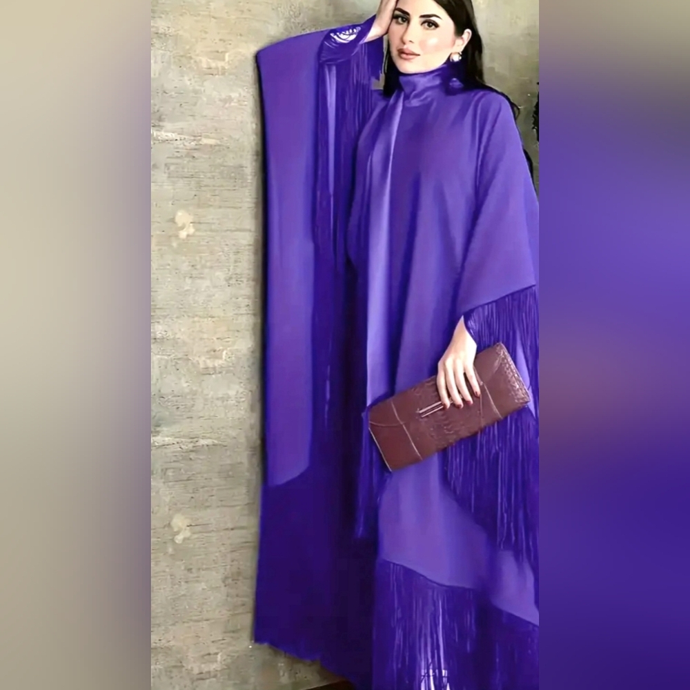 Elegant Purple Fringe Dress